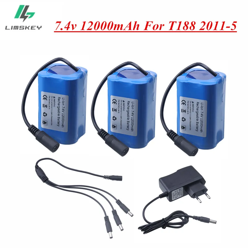 Fish Finder Charger - 7.4V 12000mAh Battery with USB Charger
