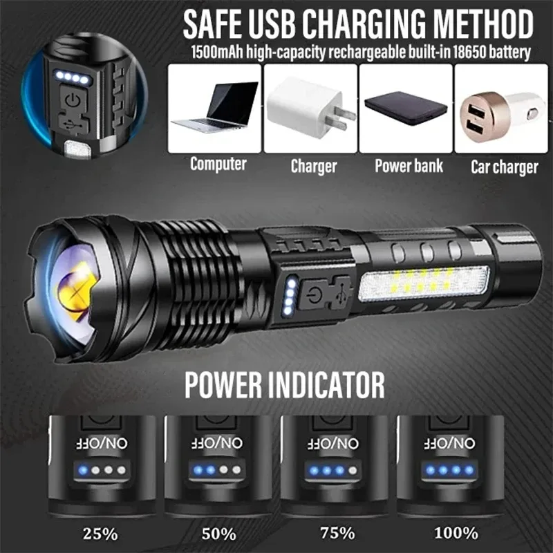 Powerful LED Flashlight Rechar - Fishing Light 评论和价格