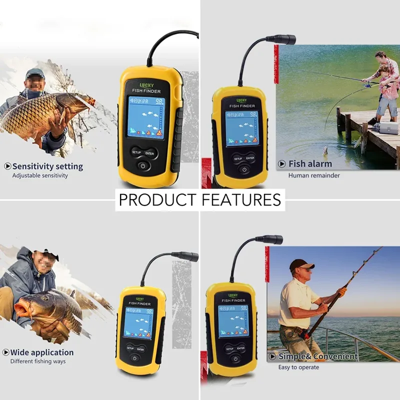 Lucky LCD Color Screen Portabl - Fish Finder Transducer 评论和价格