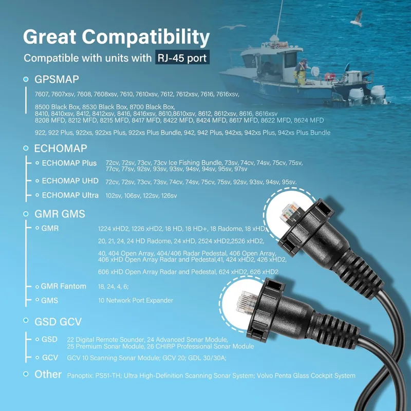 30 Foot Marine Network Cable f - Fish Finder Cable 评论和价格