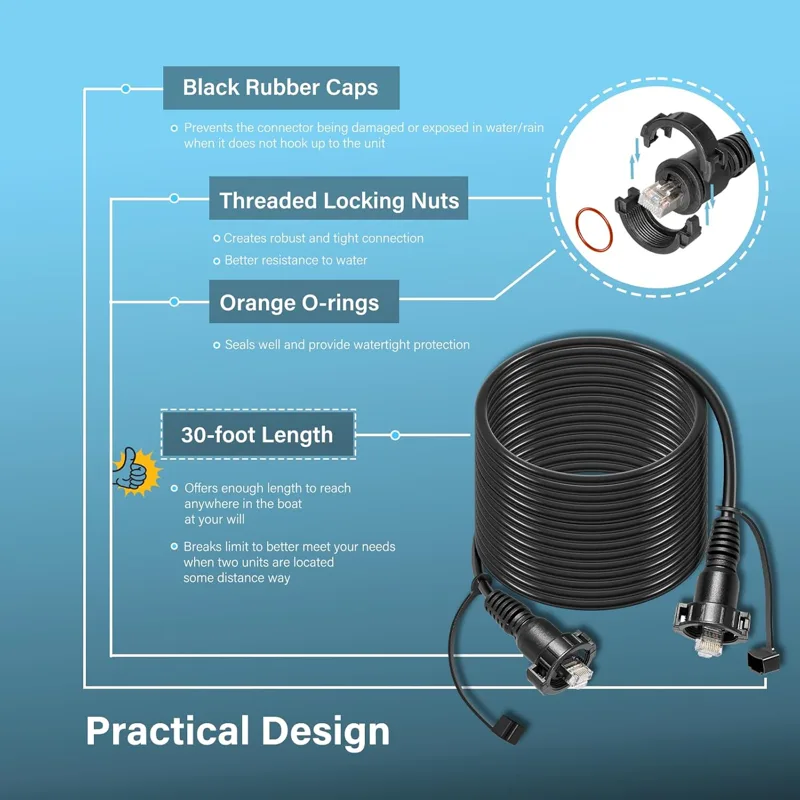 30 Foot Marine Network Cable f - Fish Finder Cable 评论和价格